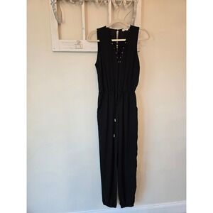 Love Tree Y2K 90s Black Lace Up Jumpsuit Sleeveless One Piece Size S